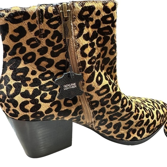 NEW Amercian Eryn Rag Calf Hair Cheetah Booties Women's 8.5 Heeled Ankle Boots - Picture 6 of 8